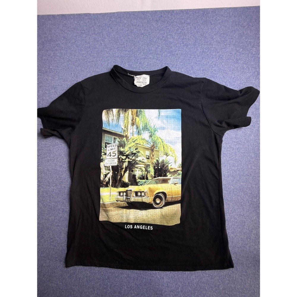 French Pastry Los Angeles Graphic T-Shirt Black Retro Car Photo Print Mens L